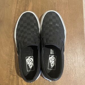 Vans black checkered slide